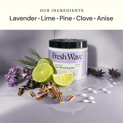 Fresh Wave Gel Eliminador de Olores Lavanda, 425 g | Paquete de 2 | Absorbedores de Olor Más Seguros para el Hogar | Eliminador de Olores Natural a Base de Plantas | Cada 425 g Dura 30-60 Días | para Cocinar, Basura y Mascotas