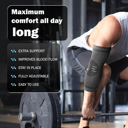 POWERLIX Elbow Orthopedic Brace Compression Support (Pair) - Elbow Sleeve for Tennis Elbow, Golfer’s Elbow, Bursitis, and Sprains, Arthritis, Tendonitis. Pain Relief