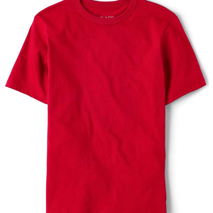 The Children's Place Boys' Basic Short Sleeve Tee, Blue/Grey/Red/White 4-Pack, Small