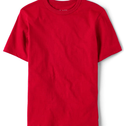 The Children's Place Boys' Basic Short Sleeve Tee, Blue/Grey/Red/White 4-Pack, X-Small