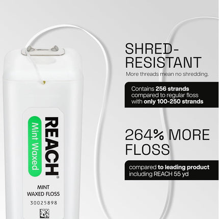 Reach Dental Floss, Waxed, Mint, 200 Yard (Pack of 6)