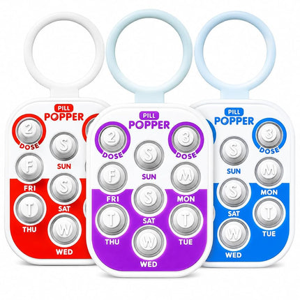 Comprimé Pill Popper, pilulier intelligent, petit aide-mémoire portable avec boutons, se fixe au pilulier, permet de suivre jusqu'à 3 doses par jour, multicolore, paquet de 3 – Produits faciles à utiliser