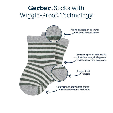 Gerber Baby 8-Pack Wiggle-Proof Jersey Crew Socks, Light Pink, 5T
