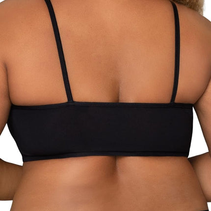 Fruit of the Loom Women's Spaghetti Strap Cotton Pull Over 3 Pack Sports Bra in Fashion Colors, Opaque, Skinny Stripe/Black/Mint Chip, 32 (Pack of 3)