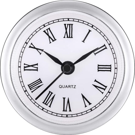 2.4 Inch (61 mm) Quartz Clock Fit-up/Insert with Roman Numeral, Quartz Movement (Silver Rim)