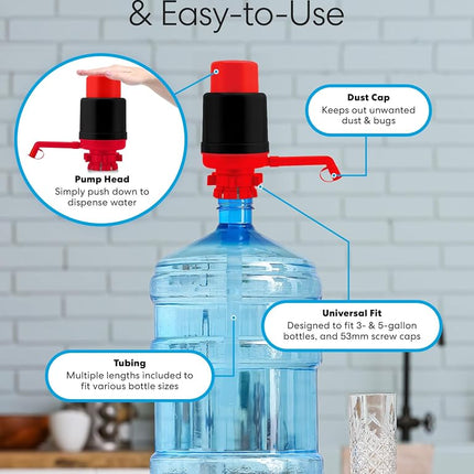 Brio PU100RBLK Universal Manual Drinking Water Pump (Red/Black)