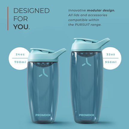 Promixx PURSUIT Protein Shaker Bottle - Premium Sports Blender Bottles for Protein Mixes & Supplement Shakes - Easy Clean, Durable Protein Shaker Cup, Graphite Grey + Midnight Blue