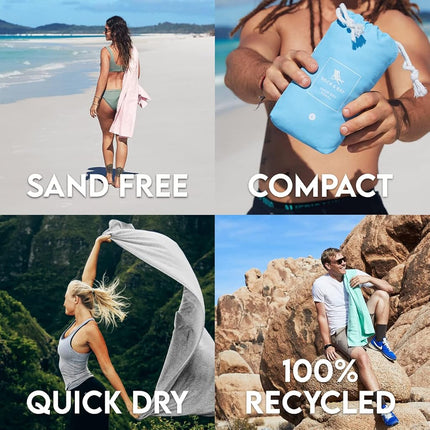 Dock & Bay Quick Drying Towel - for Sports & Gym - Compact, Lightweight - 100% Recycled - Includes Bag - Essential - Lagoon Blue - Extra Large (200x90cm, 78x35)