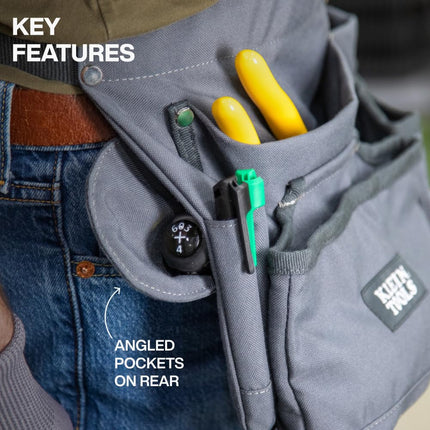 Klein Tools 21024 8-Pocket Tool Apron, Durable Duck Canvas with Riveted Seams, Adjustable Work Belt for Men and Women, 46-Inch Length, Removable Tape Measure Loop