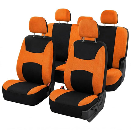FH Group Automotive Seat Covers Orange Universal Fit Bucket and Bench Cover fits most Cars, SUVs, and Trucks (Full Set Airbag Compatible with Split Bench) FB030ORANGE115