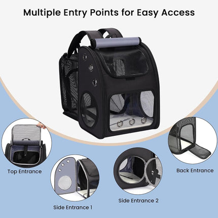 COVONO Expandable Pet Carrier Backpack for Cats, Dogs and Small Animals, Portable Pet Travel Carrier, Super Ventilated Design, Airline Approved, Ideal for Traveling/Hiking/Camping, Black
