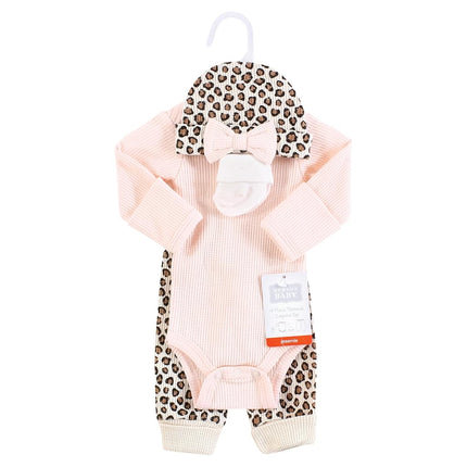 Hudson Baby Juego de pijama unisex térmico de 4 piezas con manga larga para recién nacido, estampado de leopardo, prematuro