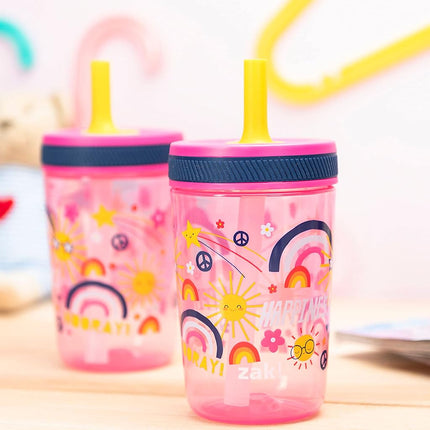 Zak Designs Starpower Kelso 15oz Leak-Proof Toddler Straw Cups, 2-Pack