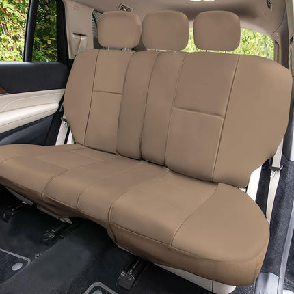 FH GROUP FH-PU002115 Classic PU Leather Car Seat Covers Airbag Compatible And Split Bench PU Leather Solid Beige