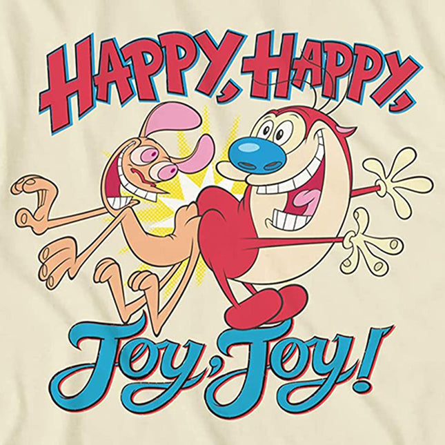Nickelodeon Mens 90's Classic Shirt - Ren & Stimpy Happy Happy Joy Joy Vintage T-Shirt (Natural, Small)