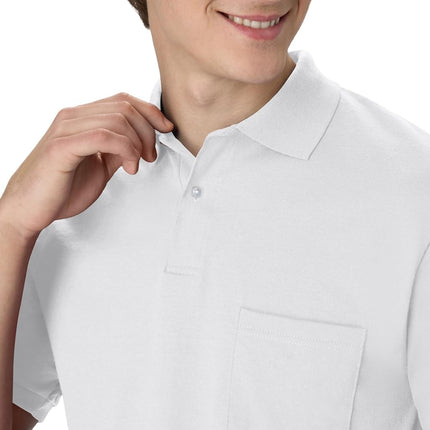 Hanes Men's Short-Sleeve Jersey Pocket Polo (Pack of 2), White/White, Large