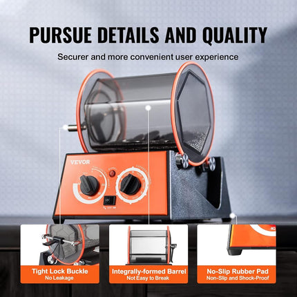 VEVOR Jewelry Polisher Tumbler, 6.6lbs/3kg Capacity Mini Rotary Tumbler Machine with 0-60 Minutes Timer, 5 Speeds Jewelry Rotary Finisher for Surface Polishing Grinding Buffing Gemstones Jewels Coins