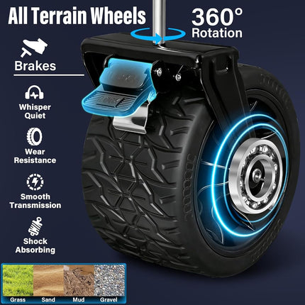 Chariot pliant, capacité de 295 kg, chariot utilitaire pliable de 300 L avec roues tout-terrain et freins, chariot de plage pliable robuste pour l'épicerie, le camping, le sport, les courses – Noir