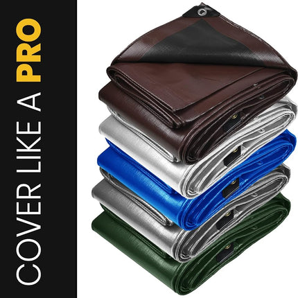 Lona PROTARP Extrarresistente de 16 Milésimas, Impermeable, Resistente a los Rayos UV, a Desgarros y Roturas, Lona de Polietileno con Bordes Reforzados para Techo, Camping, Patio, Piscina, Barco. (Blanco 8? X 10?)