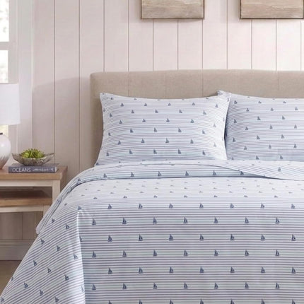 Nautica Cotton Percale Sheet Set, Full, Audley