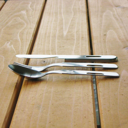 Nagao Tsubamesanjo Camping Outdoor Cutlery Set, 3 Pieces, Knife, Spoon, Fork, Matte, Made in Japan
