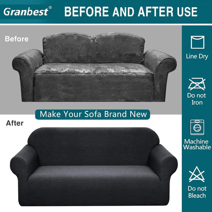 Granbest Premium Water Repellent Sofa Cover High Stretch Couch Slipcover Super Soft Fabric Couch Cover (Black, X-Large)
