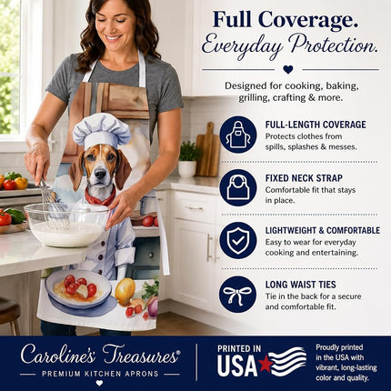 Caroline's Treasures English Foxhound The Chef Apron Cooking Kitchen Server Baking Crafts Gardening for Adult Women Men, Unisex, Large, Multicolor
