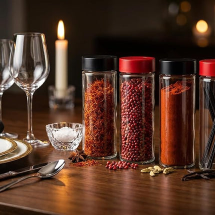 JARMING COLLECTIONS 16oz Glass Spice Shakers with Lids – Set of 2 Large Seasoning Containers with Shaker Tops for Kitchen, Pantry & Herb Storage