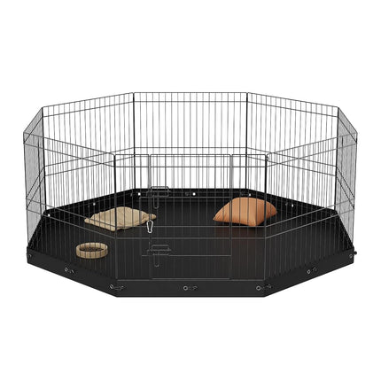 VEVOR Foldable Metal Dog Exercise Pen, Pet Playpen Dog Fence for Camping with Bottom Pad, 24" H 8 Panels, Puppy Crate Kennel Indoor Outdoor for Small & Medium Dogs, Both for Home & Yard Use