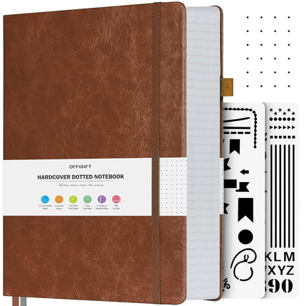 Bullet Dotted Journal, 312 Numbered Pages Leather 