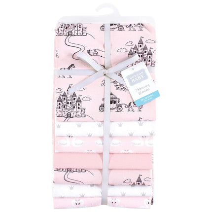 Hudson Baby Unisex Baby Cotton Flannel Receiving Blankets Bundle, Fairytale Princess, One Size