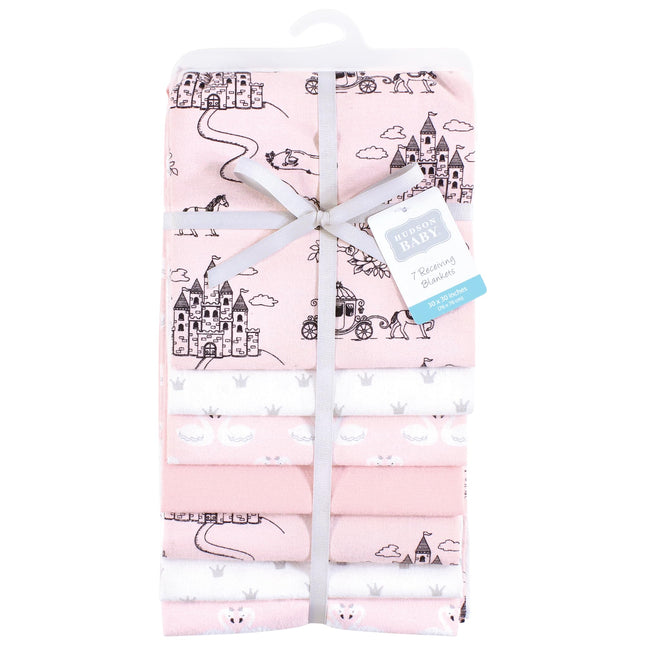 Hudson Baby Unisex Baby Cotton Flannel Receiving Blankets Bundle, Fairytale Princess, One Size