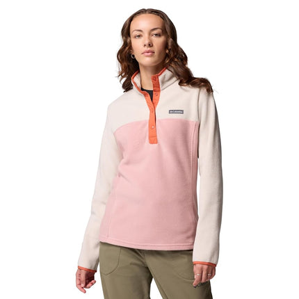 Columbia Women's Benton Springs 1/2 Snap Pull Over 2, Fleece Pull Over, Eraser Pink/Dark Stone/Tuscan, XXL
