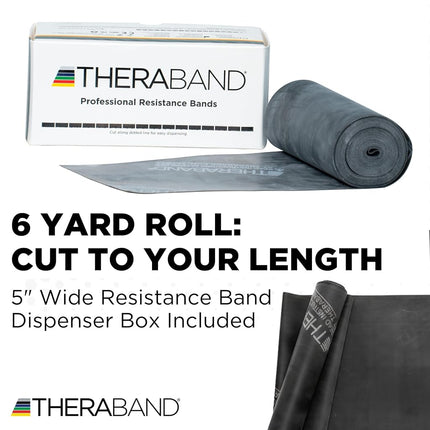 TheraBand Resistance Bands, 5.5m Roll Professional Latex Elastic Band For Upper & Lower Body, Core Exercise, Physical Therapy, Pilates, Home Workouts, Rehab, Black, Special Heavy, Advanced Level 6