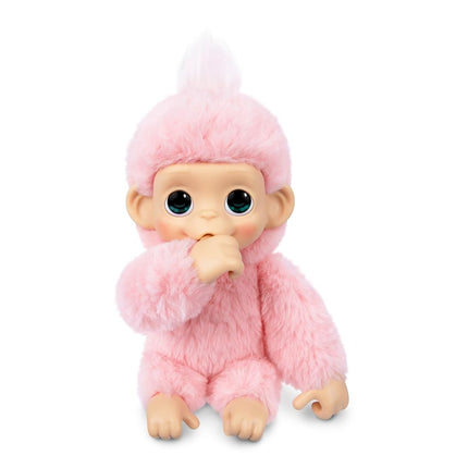 Little Live Pets Baby Monkey Minis – Luna Lemon. Interactive Pet Toy. 20+ Sounds & Reactions. Soft Pink Fur. 7.4" Tall. Feed, Nurture. React. Grippy Hands & Feet. Collect All 3