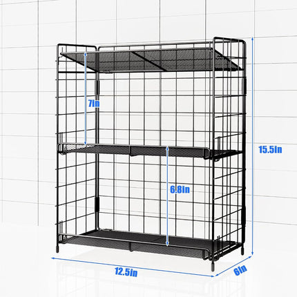 DTUQYX Organisateur d'étagère à épices, étagère à épices à 3 niveaux réglable en hauteur pour armoire, sans installation, étagère de rangement pliable polyvalente, convient pour la cuisine/la salle de bain/la maison/le bureau