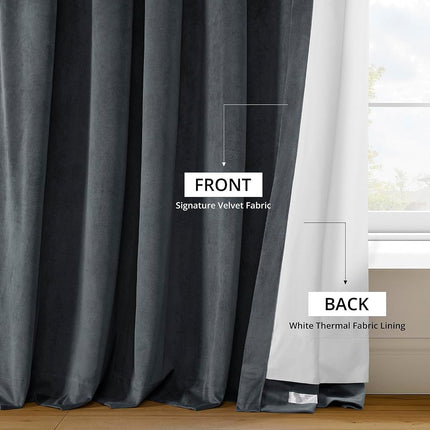 HPD Half Price Drapes Signature Velvet Thermal Blackout Curtains for Living Room 108 Inch Long 1 Panel Rod Pocket Insulated Blackout Curtains for Bedroom Window Curtains, 50Wx108L, Distance Blue Grey