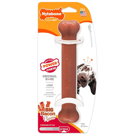 Nylabone Dura Chew Extreme Tough Dog Chew Toy Bone, Bacon Flavour, L, for Dogs Up to 23 kg,Brown