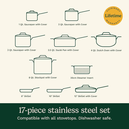 CUISINART 77-17N Juego de 17 piezas Chef's Classic, Acero inoxidable