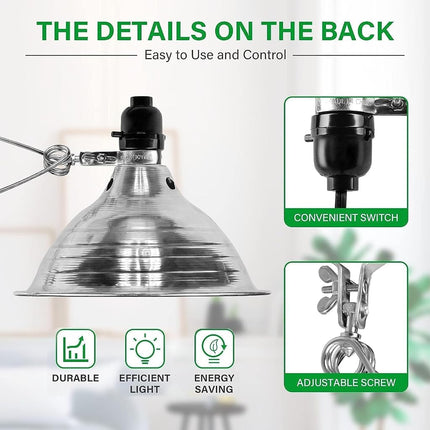 Simple Deluxe Clamp Light with 8.5 Inch Adjustable Aluminum Reflector, Suit for E26 Socket Max 150 Watt Lamp (No Bulb Included), 6 Feet 18/2 SPT-2 Cord, 2 Pack