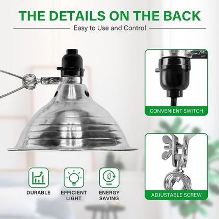 Simple Deluxe Clamp Light with 8.5 Inch Adjustable Aluminum Reflector, Suit for E26 Socket Max 150 Watt Lamp (No Bulb Included), 6 Feet 18/2 SPT-2 Cord, 2 Pack