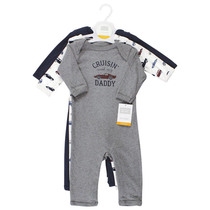 Hudson Baby baby-girls Cotton Coveralls, Cars, 0-3 Months