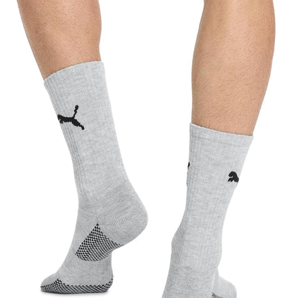 PUMA Men's 8 Pack Athletic Cushioned Crew Socks, White/Grey, 9-13 UK (Pack of 8)