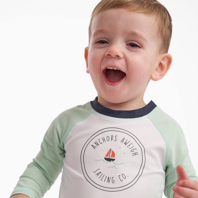 Conjunto de Rash Guard y Traje de Baño para Bebé y Niño de 2 Piezas, Diseño "Later Gator", Velero Azul, Talla 5T
