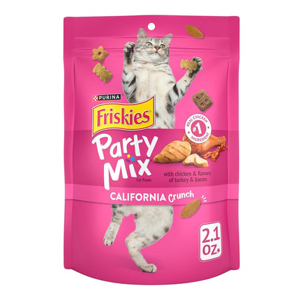 Purina Friskies Made in USA Facilities Cat Treats, Party Mix California Crunch With Chicken - (10) 2.1 oz. Pouches