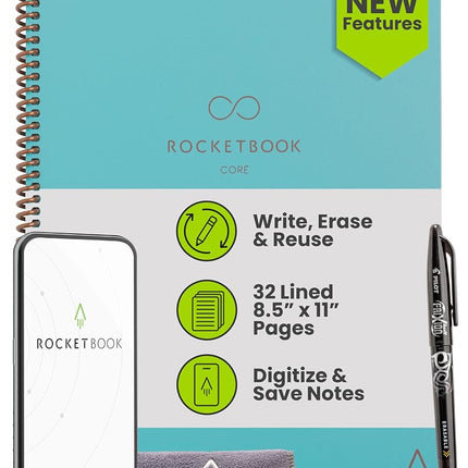 Rocketbook Core Reusable Smart Notebook, Letter Si