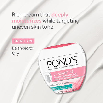 Pond's Clarant B3 Anti-Dark Spot Correcting Cream Normal To Oily Skin 7oz (Pack of 2)