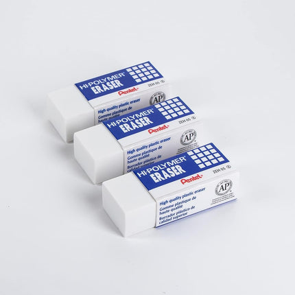Pentel Hi-Polymer Block Eraser, Small, 3 Pack (ZEH05BP2F)