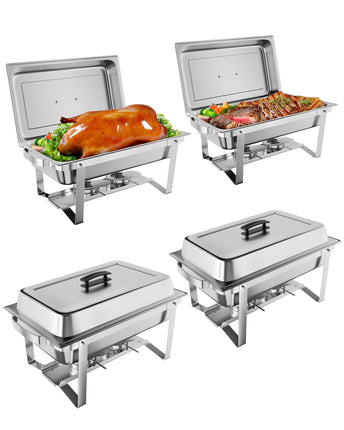Takywep Chafing Dish Buffet Set 4 Pack, 8 QT Stain