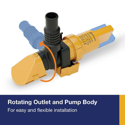Whale SS5212 Supersub Smart 650 Electric Bilge Pump, Suitable for Use with Fresh or Salt Water, 12V DC, 3.4 Amps, Open Flow Rate of 650 GPH @ 13.6V DC, 16 AWG Wire, ¾-Inch and 1-Inch Hose Connections